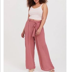 Torrid Dusty Rose Gauze Wide Leg Pants 1X Belt